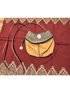 Vintage ERDA Brown Leather Deerskin Small Crossbody Handmade Festival Bag
